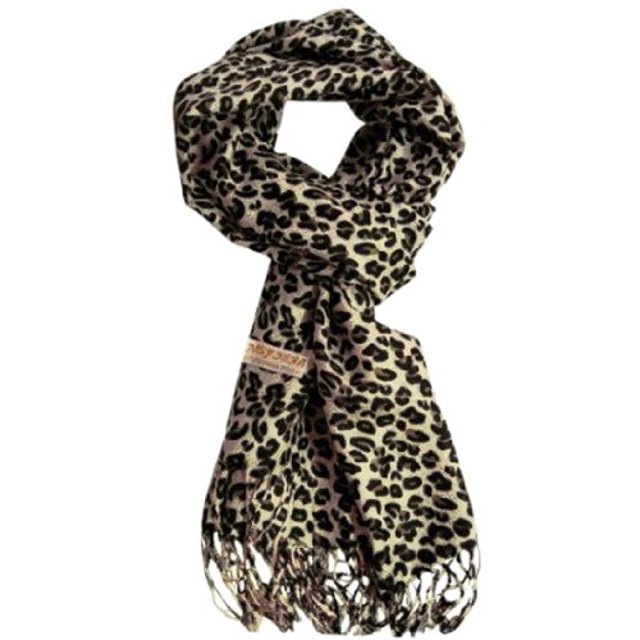 Peach Couture Beautiful Soft and Silky Leopard Print Pashmina Shawl Scarves Cream