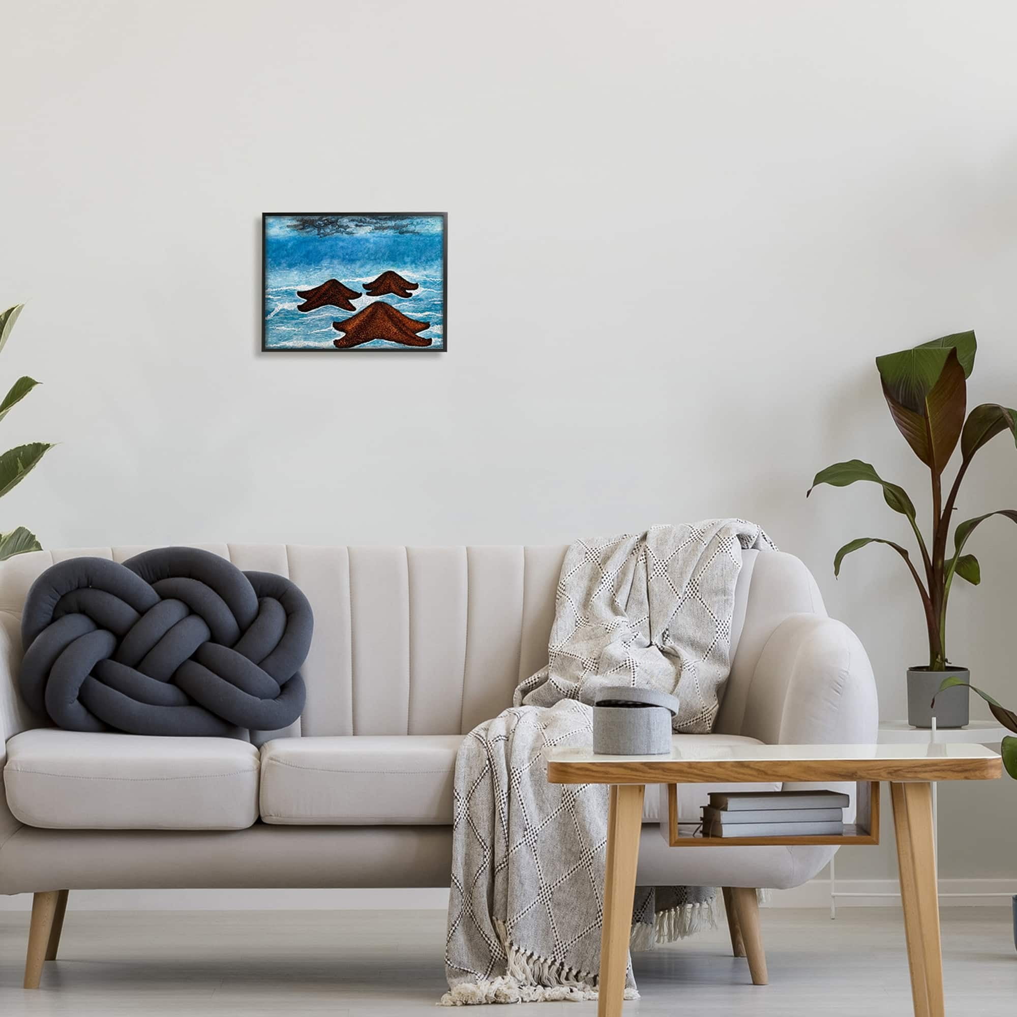 Stupell Industries Aquatic Starfish Floating Water Surface Waves Splash Framed Wall Art, 14 x 11, Design by Ale Saiz Studio