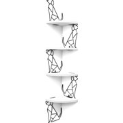 White Black Corner Shelf Unit, Wall Mounted Dog Shaped Bookcase, 4 Tier Storage Rack, Living Room Organizer