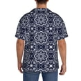 thumbnail image 7 of Goofa Geometry Flower Printed Men's Casual Short-sleeved Shirt,Lightweight Breathable Button-down,Summer Casual men's top,Versatile Fashion shirt-Small, 7 of 7