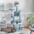 thumbnail image 2 of Yaheetech Ocean-Themed Cat Tree Tower with 2 Condos, 2 Perches, Scratching Posts, Blue/White, 2 of 7