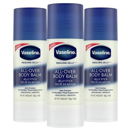 Vaseline Body Balm Stick Anti-Friction For Dry Skin Unscented Targeted Healing for Hard-to-Reach Spots 1.4 oz 3 Count