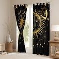 thumbnail image 3 of Manfei Bohemian Moon Sun Black Out Curtains, Black Gold Stars Print Curtains Pack of 2 (42x63 Each), Hippie Tribal Galaxy Bedroom Curtains, Curtains Blackout Home Decor, 3 of 6