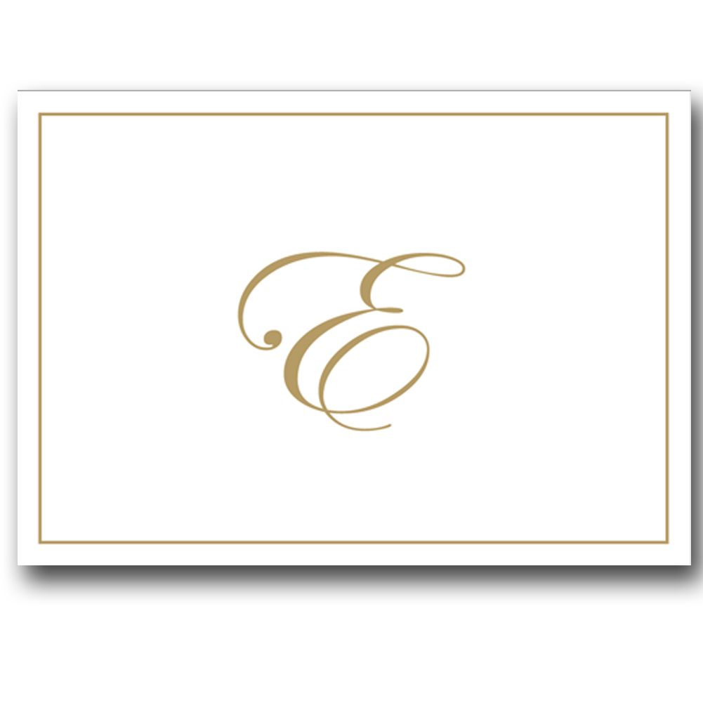 Gold Embossed Initial Note Cards Letter E Boxed Set of 8
