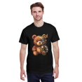 thumbnail image 2 of Men Vintage Steampunk Gear Butterfly Teddy Bear Graphic Crew Neck T-Shirt, Retro Machinery Plush Bear Poly Cotton Casual Short Sleeve Tee, 2 of 8