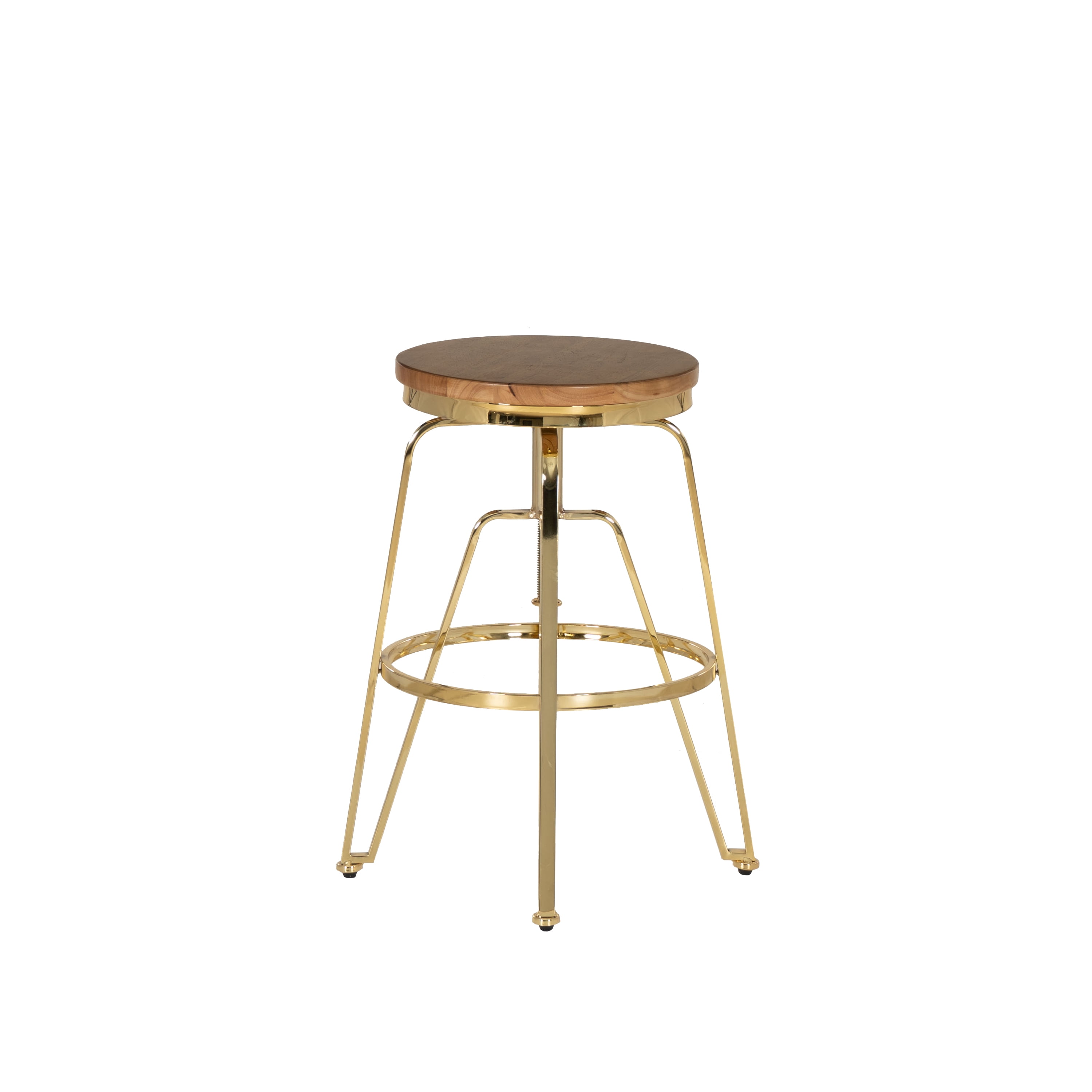 Linon Farhart Backless Bar Stool with Adjustable Height & Swivel, Gold