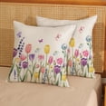 thumbnail image 2 of Spring Pillow Covers 18x18 Inch Set of 2, Watercolor Flowers Lavender Tulip Throw Pillows Summer Spring Decorations Floral Pillowcase Square Outdoor Decor Farmhouse Cushion Case for Couch Home, 2 of 6