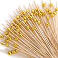 thumbnail image 1 of Cocktail Picks, 4.7 Inch Fancy Cocktail Toothpicks For Appetizers Skewers Bamboo Cocktail Picks For Party Decoration, Gold Pearl Food Picks For Charcu, 1 of 5