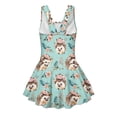 thumbnail image 5 of COEQINE Girls One Piece Swimsuit with Skirt & Attached Liner, Comfortable Tank Top V-Back Swimwear with Skirt Bottom, Cute Bathing Suit for Kids Age 8-9, Hedgehog Floral Blue, 5 of 8