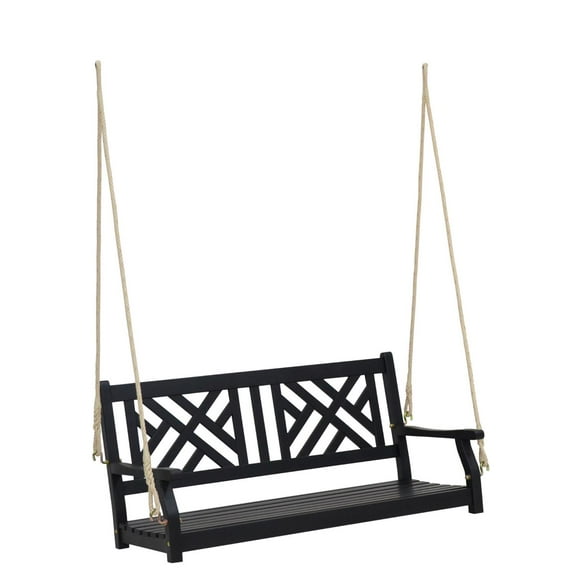 Living Accents 2 Person Black Wood Porch Swing