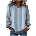 thumbnail image 1 of Dazajoo Chandail Ample à Manches Longues pour Femmes, Col Rond Décontracté, Haut en Denim Patchwork à Enfiler pour Mode Urbaine, Bleu, TG, 1 of 3