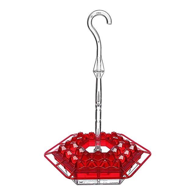 JShteea Comederos para colibríes - Ventana Comedero para pájaros salvajes Foso incorporado (Rojo)