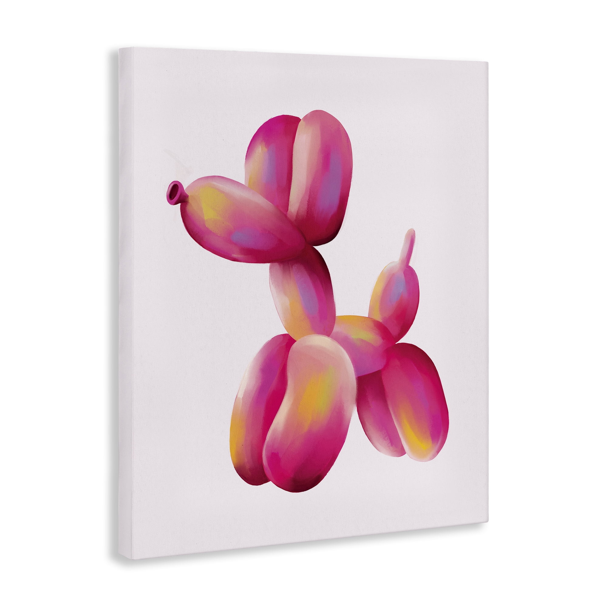 Stupell Industries Pink Balloon Dog Animals Painting Wrapped Canvas Art Print Wall Art, 16 x 20