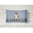 thumbnail image 2 of Carolines Treasures BB5718PW1216 Bull Terrier Brindle Welcome Canvas Fabric Decorative Pillow, 12H x16W, multicolor, 2 of 3