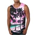 thumbnail image 2 of Penkiiy Mens Beach Tank Top Tropical Print Sleeveless Tops Stylish Summer T Shirt Crewneck Athletic Tee Soft Basic Tank Tops M Pink, 2 of 5