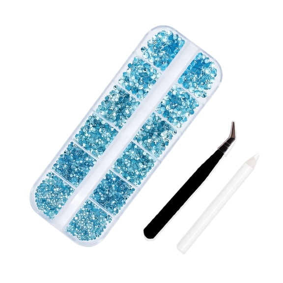 Versatile Lake Blue Rhinestone Bedazzling Kit, Sparkling Gems Assortment for Nail Adornment & Creative DIY Crafting Projects Supplies
