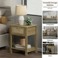 thumbnail image 5 of Surmoby Nightstand Set of 2,Boho Bedside Tables with Rattan Decor Drawer and Open Storage Shelf,Side Table End Tables for Bedroom or Living Room,Cherry, 5 of 10