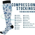 thumbnail image 4 of Coolnut 1 Pair Blue White Floral Compression Socks 20-30mmHg Knee High Women Socks Tube Athletic Stockings for Men Sport Soccer Running Cycling Medical Nurse Winter Travel Gift, 4 of 7