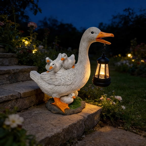 Solar Resin Duck Garden Statue, Outdoor Lawn Courtyard Light, Waterproof LED Animal Figurine, Creative Landscape Decor for Yard Patio Garden Pathway Decor