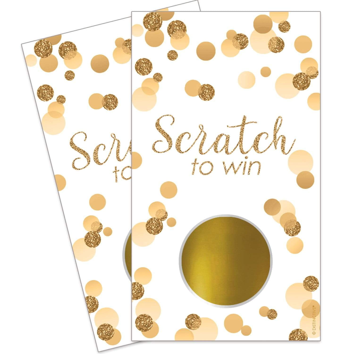 White and Gold Confetti Scratch Off Party Game - 28 Scratchers - Party - Distinctivs -