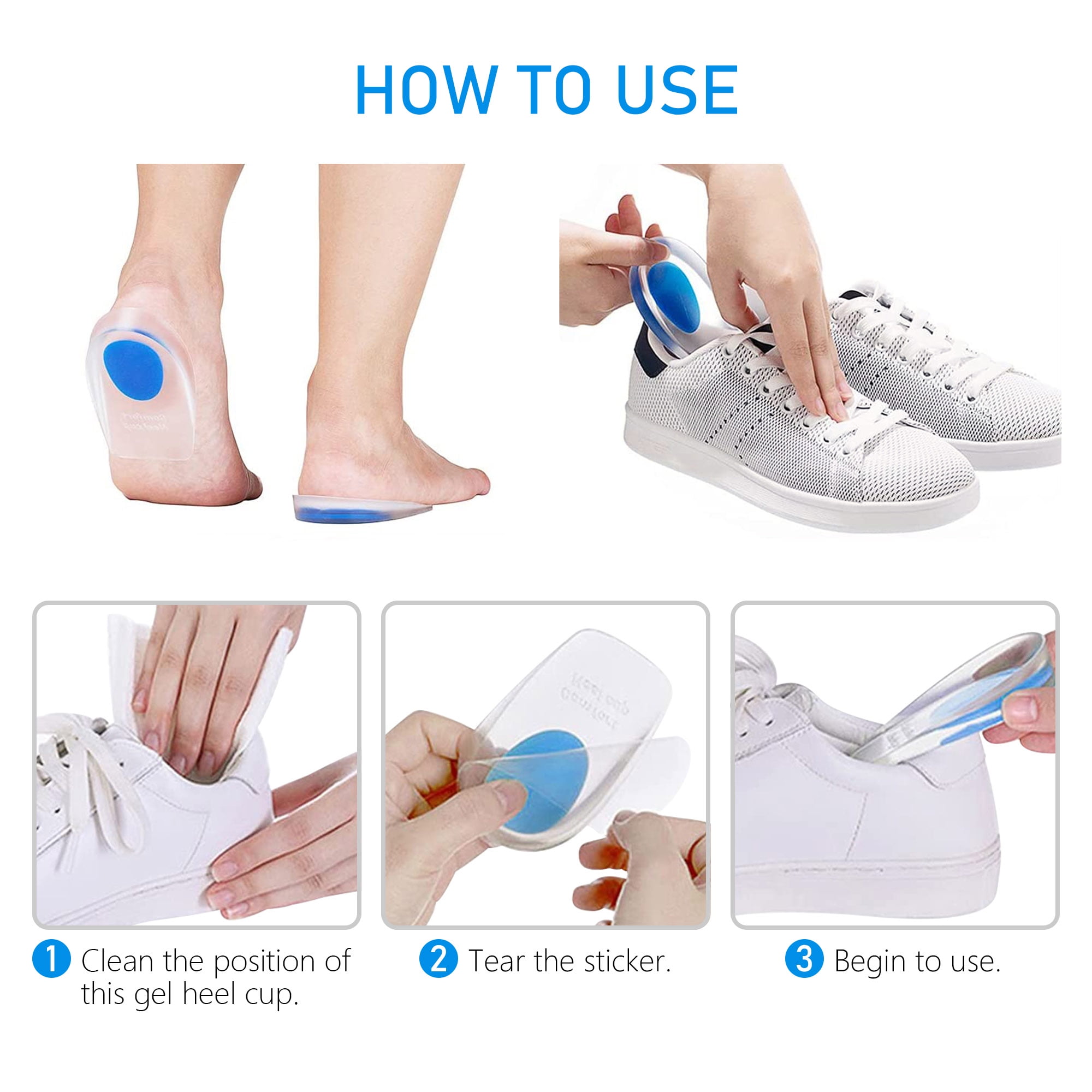 VTHRA Tendonitis Foot Fatigue Relieve Heel Protectors Heel Pain Cushion New  Arch Inserts Shock Absorption Pads Foot Care Insoles