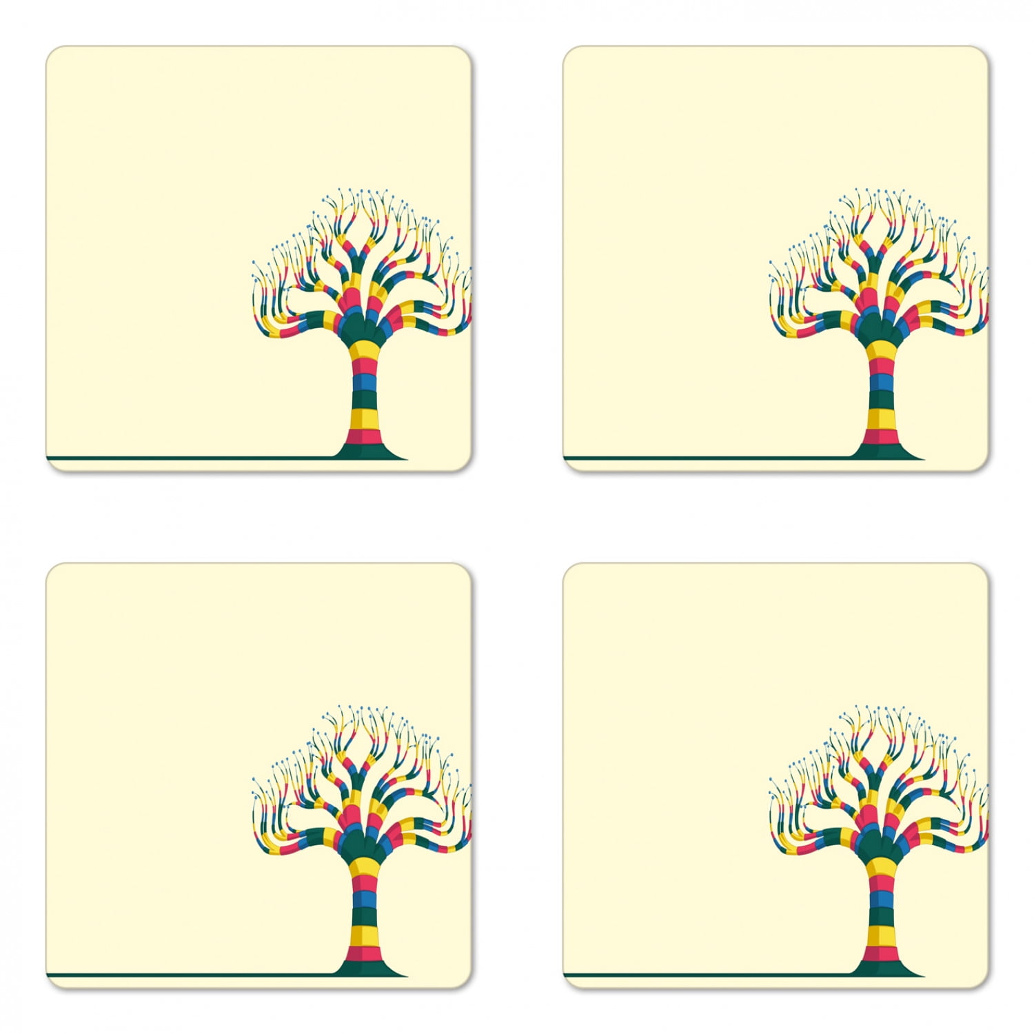 Download Tree Coaster Set of 4, Natural Theme Design Vector ...