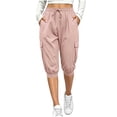 thumbnail image 6 of Capris Pants for Women Plus Size Beach Vacation Casual Loose 7/8 Length Pants with Pockets Summer High Waisted Drawstring Pants, 6 of 8