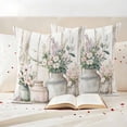 thumbnail image 3 of Spring Flowers Pillow Covers 2 Pack Vintage Floral Watercolor Plant Wood Texture Pillowcase Waterproof Outdoor Throw Pillow Cover for Patio Garden Square Cushion 24”x24”, 3 of 9