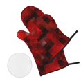 thumbnail image 3 of YFYANG Ensembles de Mitaines de Four et Porte-Casseroles 4 Pcs, Antidérapant Résistant à la Chaleur Texture Abstraite Rouge Tapis de Casserole pour Cuisine et Pâtisserie, 3 of 8