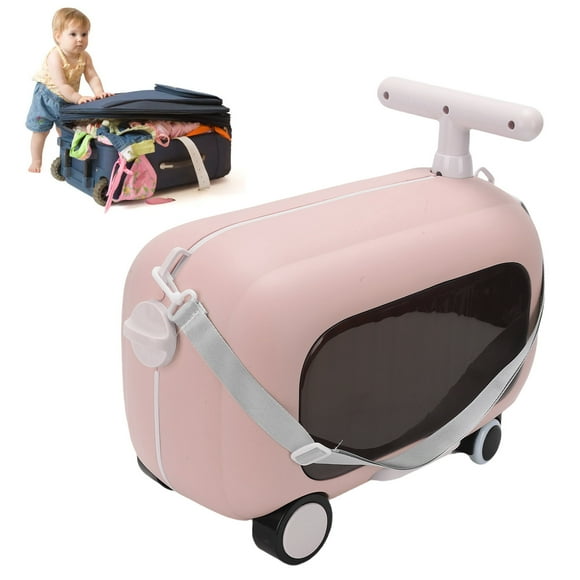 Kids Ride On Suitcase, Children Carry On Suitcase Large Capacity Toddler Rideable Luggage with Foldable Pedal, Cute Scooter Luggage for Boys Girls