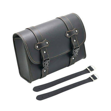 yotijay Generic Motorcycle Tool Bag Front Fork Bag Retro Design Motorbike Saddle Bag Black