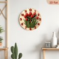 thumbnail image 5 of 2D Flat 1pc 10Inch Wooden Red Tulip Wall Clock with Large White Numerals Beige Face - Dutch-Inspired Dutch Tulip Mechanism, Swiss Movement, 10Inch Wooden Round Clock for, Office, Room, 5 of 7