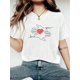 thumbnail image 1 of Camiseta de mujer de algodón puro para uso diario: manga corta, cuello redondo y detalles de estampado sutiles, 1 pieza, camiseta informal, 1 of 5