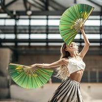Zhourta 13Inch Pop Fans for Line Dancing Kung Fu Fan Handheld Dance Fan PVC Colorful Fan Reflective Decorative Fabric Folding Fan
