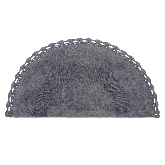 Savi Home Half Moon Bohemian Bathroom Rug – 100% Cotton Handwoven Crochet Mat 22x42", Charcoal Grey