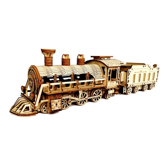 Kit de maquetas de rompecabezas de madera 3D Express Train para niños y adultos