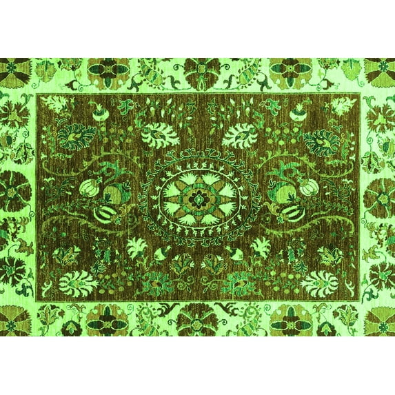 Ahgly Company Indoor Rectangle Abstract Green Modern Area Rugs, 2' x 5'