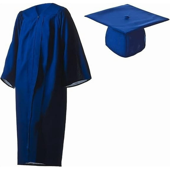 Honors Graduation Matte Royal Blue Academic Cap and Gown Set in Multiple Sizes (33 (3'10"-4'1")) - Unisex - All Ages