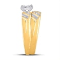 thumbnail image 4 of Solid 10K Yellow Gold His and Hers Real Natural Diamond Trio Three Rings Set Solitaire Matching Rings Wedding Band Set 1/4 Carat - ( .25 Cttw ) - Ladies Size 7 - Mens Size 11.5, 4 of 7