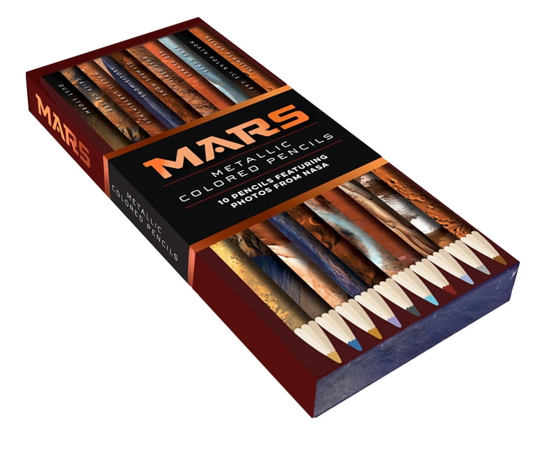 NASA X Chronicle Books: Mars Metallic Colored Pencils: 10 Pencils Featuring Photos from NASA (10 Shiny Multicolor Pencils; Coloring Pencils with NASA ...