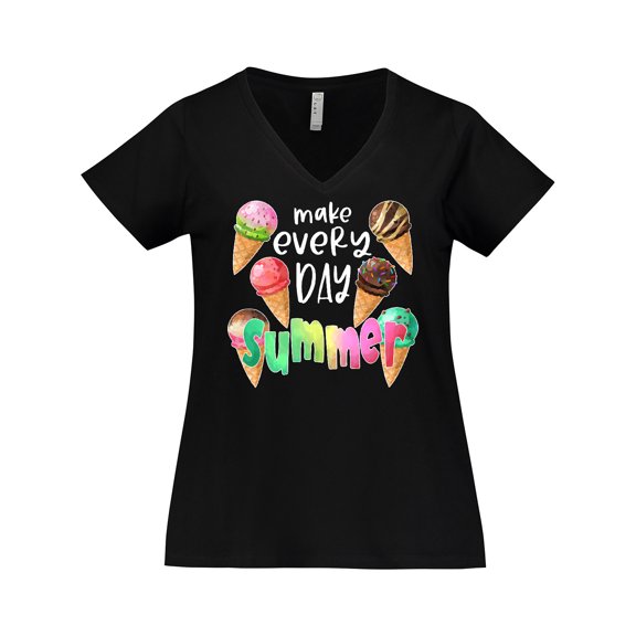 Inktastic Make Every Day Summer Ice Cream Cones Women's Plus Size V-Neck T-Shirt