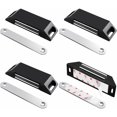 thumbnail image 1 of Black adhesive cupboard door magnets 4 pack strong magnetic closure no drilling, 1 of 4