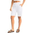 thumbnail image 5 of Women's Bermuda Shorts with Pockets High Waisted Knee Length Casual Athletic Walking Workout Lounge Shorts, 5 of 6