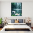 thumbnail image 4 of Mudket White Water Lily Lotus Flower with Zen Stones Canvas Wall Art, Serene Waterfall Botanical Wall Decor, Framed Ready to Hang for Living Room Bedroom Bathroom, Floral Print - 12"L x 8"W, 4 of 10