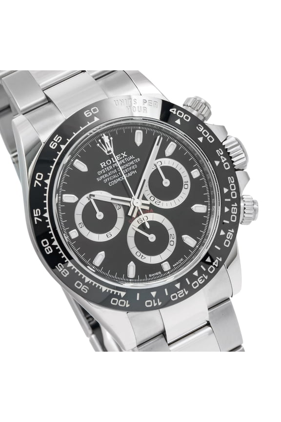 Pre-Owned Rolex Cosmograph Daytona 40MM 116500LN Reverse Panda Black Dial Black Ceramic Tachymeter Bezel Stainless Steel Oyster Bracelet