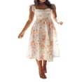 thumbnail image 2 of QJUHUNG Robe Longue Bustier à Col Carré Y2k pour Femmes Boho à Fleurs Sans Manches Fendue Ligne A Corset Robe Maxi Décolleté Plongeant Robe d'Été, 2 of 10