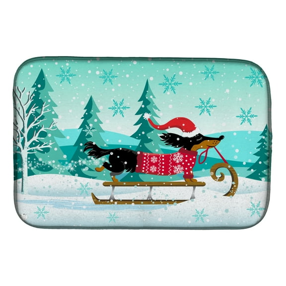 Caroline's Treasures Merry Christmas Dachshund Dish Drying Mat