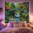 thumbnail image 2 of Garden Bridge Over a Flowering Lily Pond, Peaceful Cottagecore Style for Garden Lovers, Floral Wall Art, Mother's Day Gift, Tapestry Wall Hanging for Bedroom and Living Room, 2 of 7