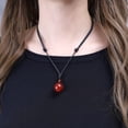 thumbnail image 2 of COAI Round Bead Red Agate Stone Pendant Necklace for Men Women, 2 of 5