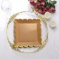 thumbnail image 2 of Efavormart 25 Pack | 9" Natural / Gold Scalloped Rim Square Paper Dinner Plates, Disposable Party Plates, 2 of 11